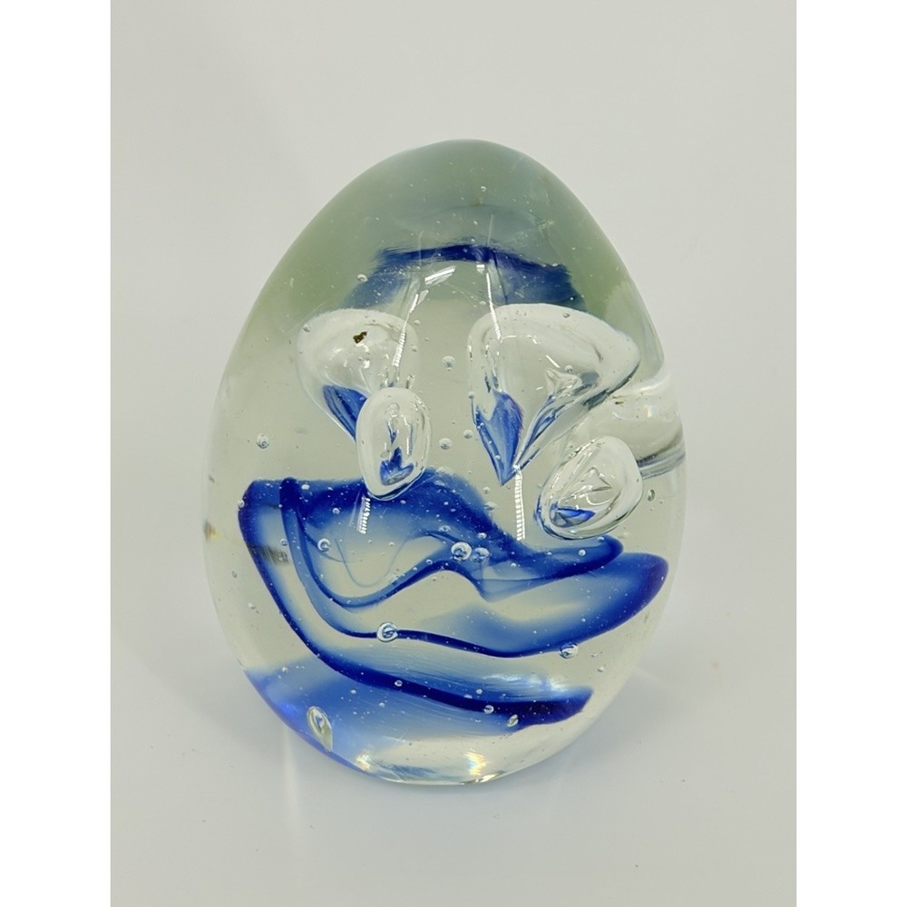 Vintage Egg Shape Art Glass Hand Blown Glass Paperweight 3.25 Inches